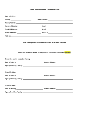 Autism Mentor Standard Verification Form