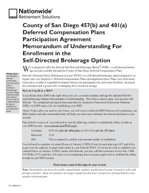 County of San Diego 457(b) and 401(a) Deferred Compensation Plans Participation Agreement