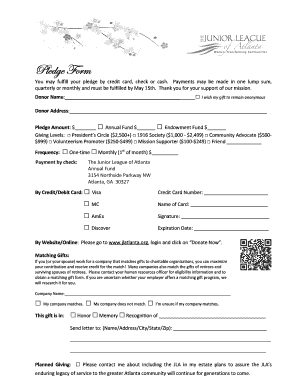 Junior League of Atlanta Donation Pledge Form
