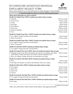 2013 Medicare Advantage Enrollment Request Form