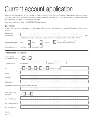 Isle of Man Bank Current Account Application Form