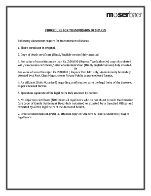 Indian Share Transmission Procedure