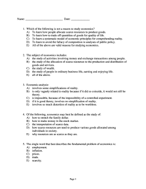 Economics Quiz Form