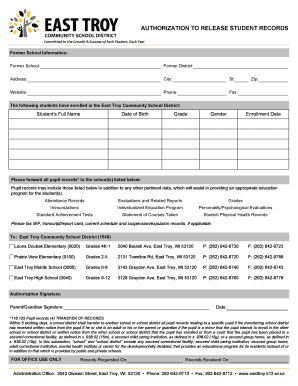 Authorization to Release Student Records