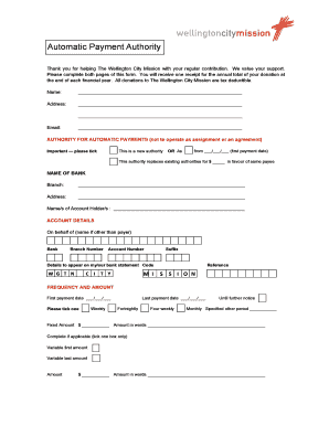 Automatic Payment Authority Form