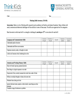 Thinking Skills Inventory Assessment Form