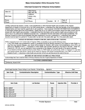 Mass Immunization Clinic Encounter Form