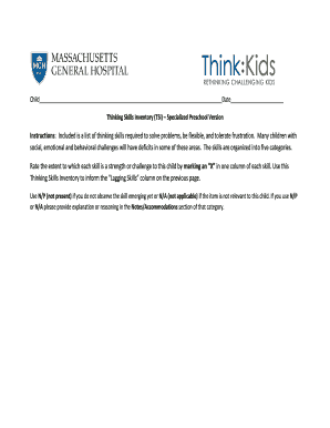 Thinking Skills Inventory Preschool Assessment