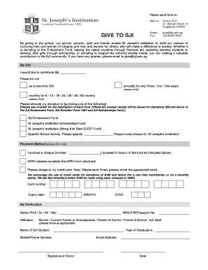 St Joseph's Institution Donation Form