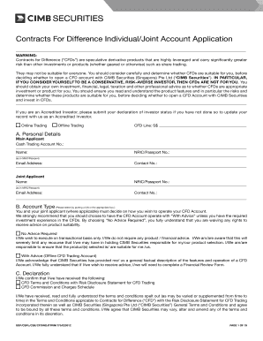 Contracts For Difference Individual/Joint Account Application