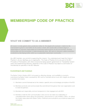 Better Cotton Initiative Membership Code of Practice