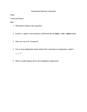 Grammatical Sentences Assessment