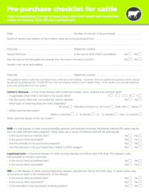 Cattle Purchase Pre-Health Checklist