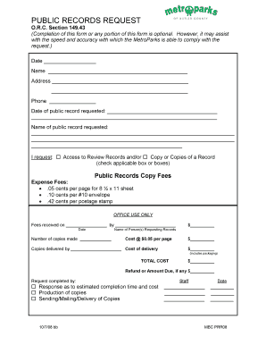 Ohio Public Records Request Form
