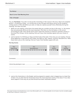 Book Club Plot Analysis Worksheet
