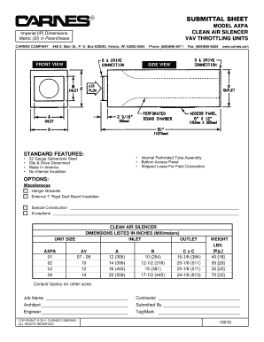 Submittal Sheet for Clean Air Silencer