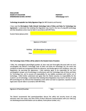 Birmingham School District Technology Acceptable Use Policy