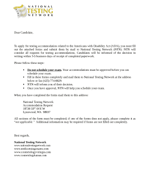 ADA Testing Accommodation Request Form