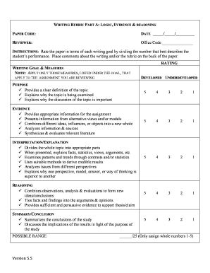 Writing Rubric Evaluation Form