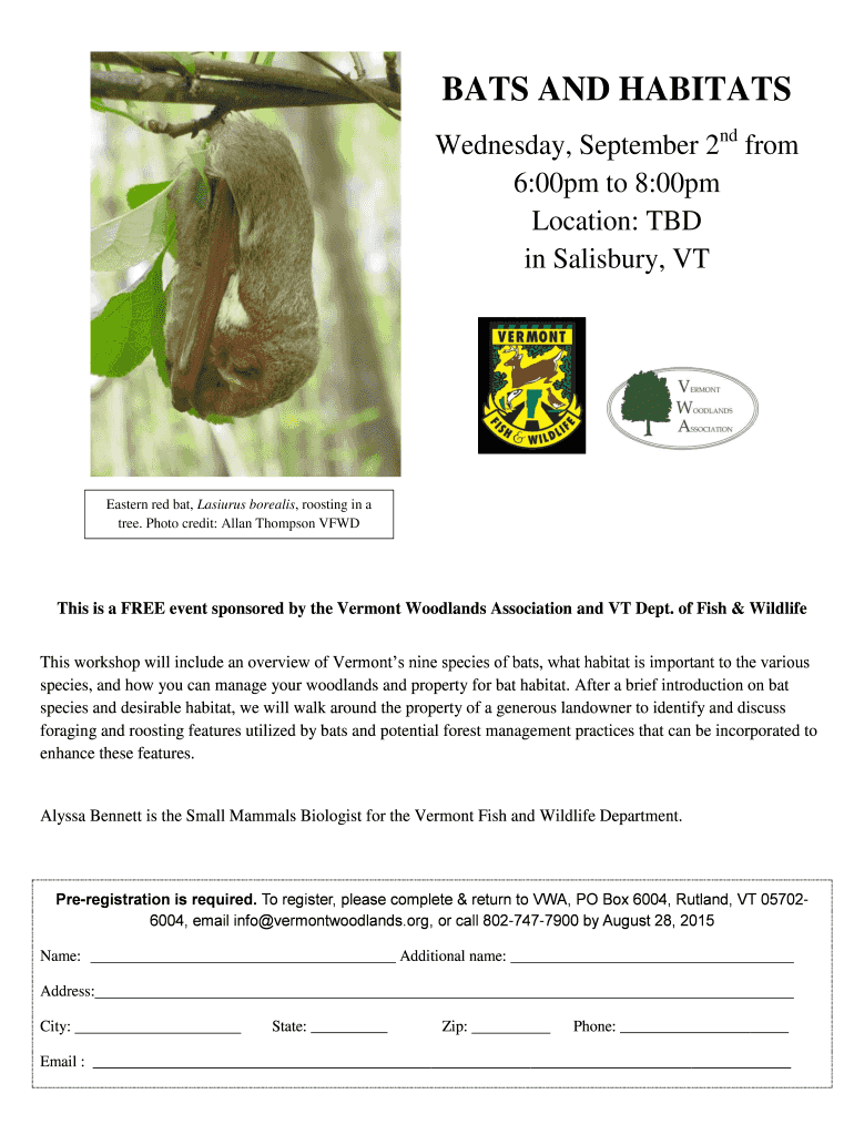 Fillable Online vermontwoodlands BATS AND HABITATS vermontwoodlands
