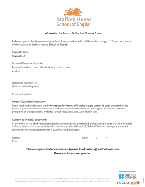 Stafford House School Medical Consent Form