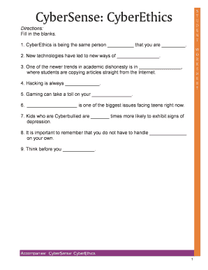 CyberEthics Worksheet