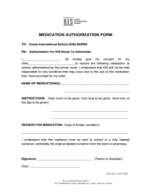 Medication Authorization Form