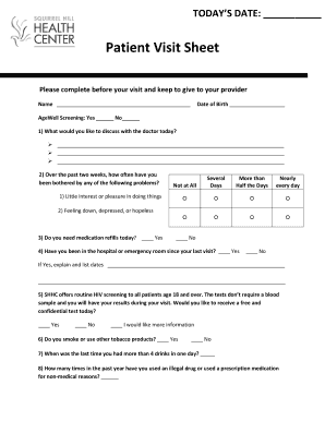 Patient Visit Sheet