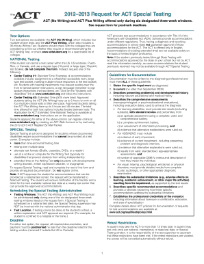 ACT Special Testing Request Form