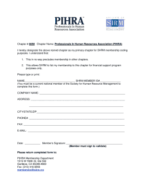 SHRM Chapter Designation Form
