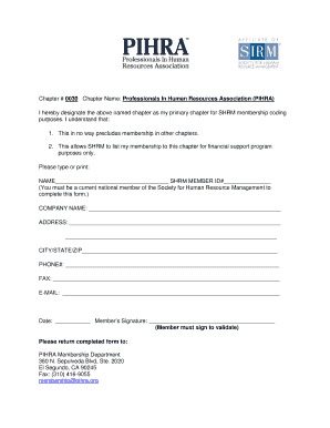 SHRM Chapter Designation Form