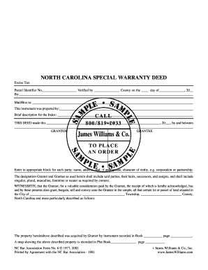 North Carolina Special Warranty Deed