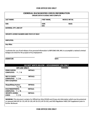 Criminal Background Check Authorization Form