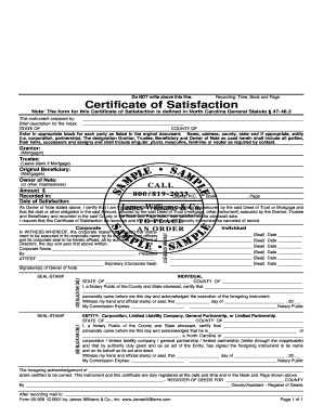 Certificate of Satisfaction