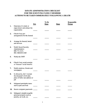 Estate Administration Checklist
