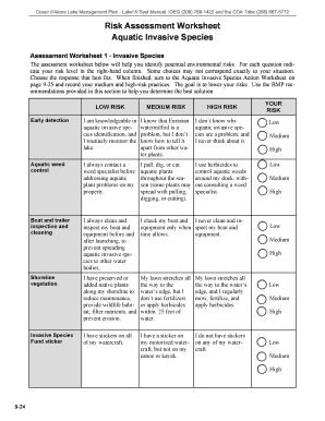 Aquatic Invasive Species Risk Assessment Worksheet