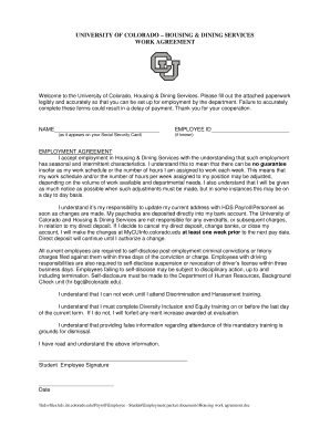 University of Colorado Housing Work Agreement