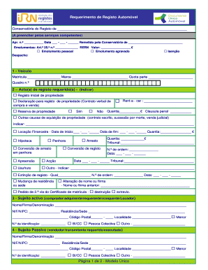 Requerimento de Registo Automóvel