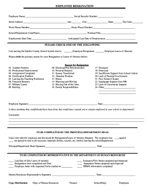 Employee Resignation Form