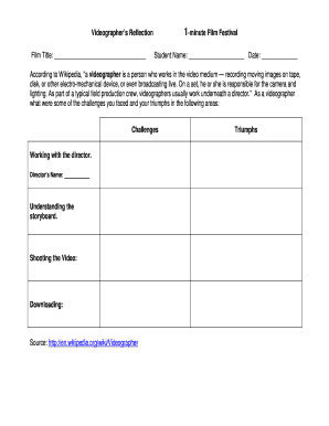 Videographer's Reflection Form