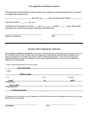 ACA Application and Subsidy Attestation