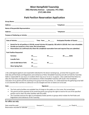 Park Pavilion Reservation Application
