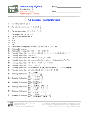 Introductory Algebra Problem Set