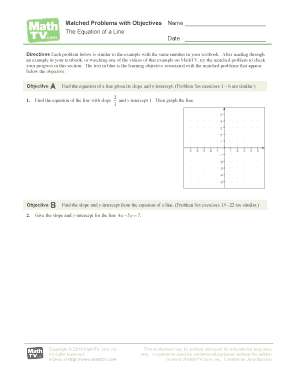 Equation of a Line Worksheet