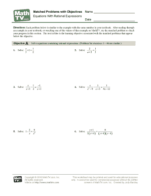 Equations With Rational Expressions Worksheet