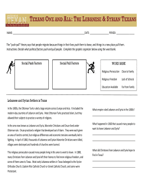 Lebanese & Syrian Texans Worksheet