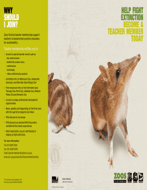Zoos Victoria Teacher Membership Application