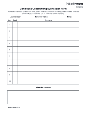 Conditions Underwriting Submission Form