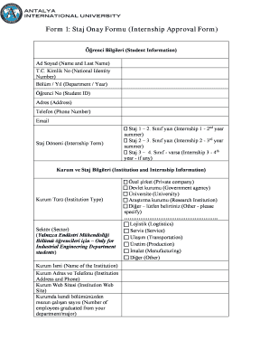 Internship Approval Form