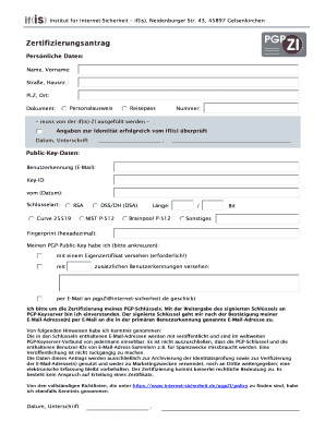 Zertifizierungsantrag